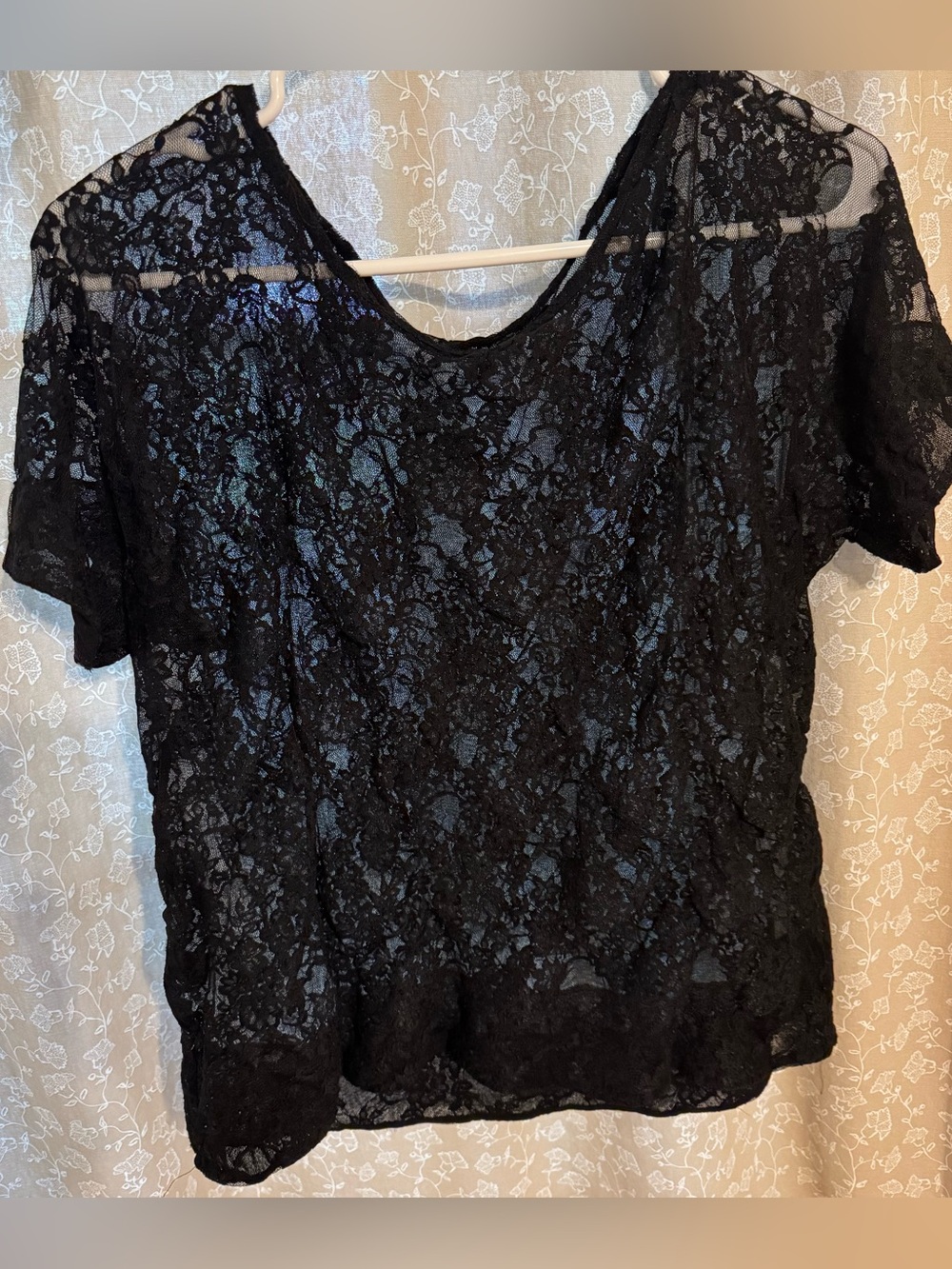 Express Black Lace Sheer Top Size L